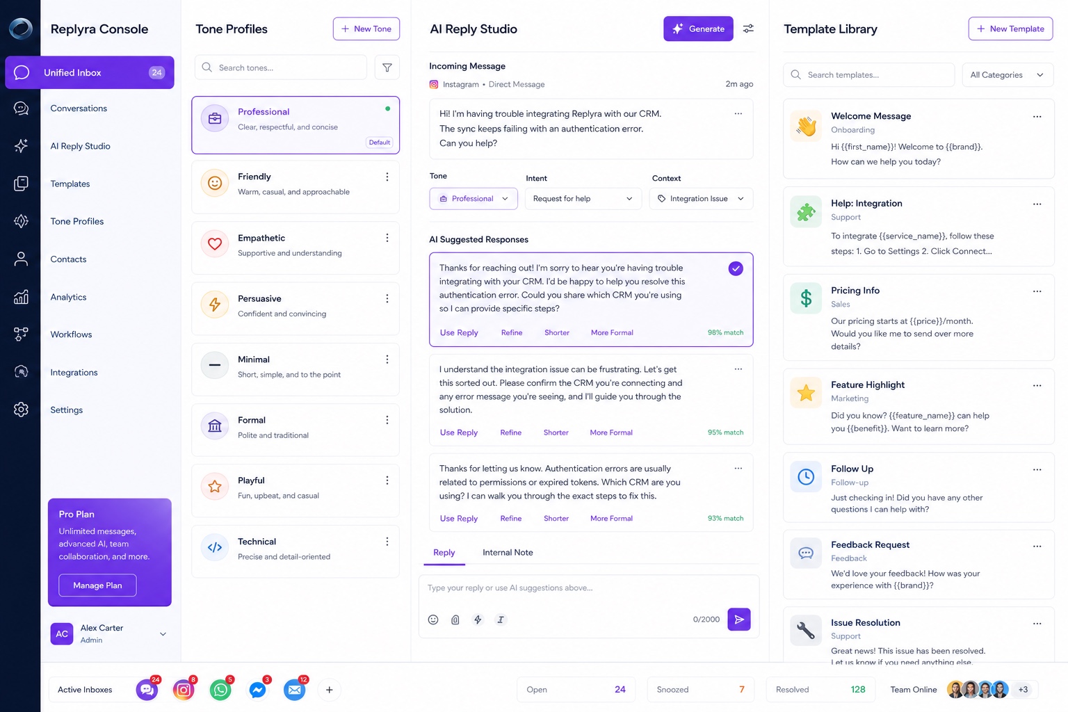 Replyra Console — Web App